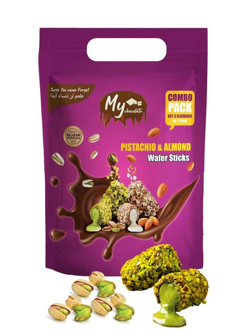 Aghadeer Wafer Choco Stick Pistachio and Almond 95g - Image 1